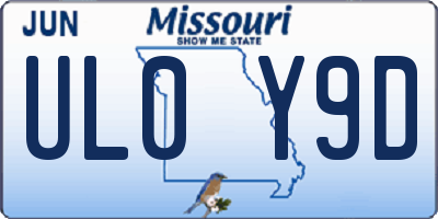 MO license plate UL0Y9D