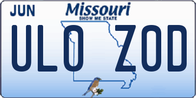 MO license plate UL0Z0D
