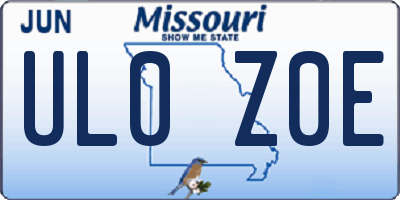 MO license plate UL0Z0E