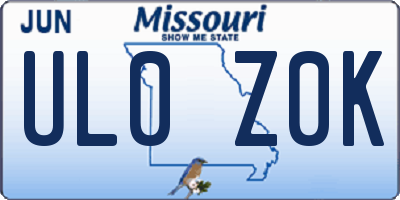 MO license plate UL0Z0K