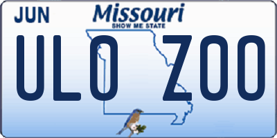 MO license plate UL0Z0O