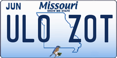 MO license plate UL0Z0T