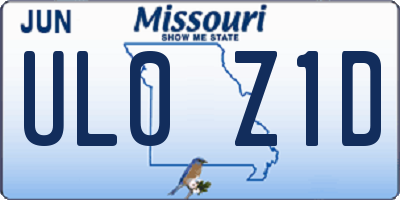 MO license plate UL0Z1D