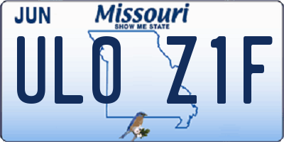 MO license plate UL0Z1F