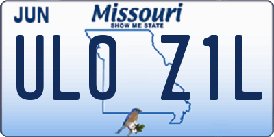 MO license plate UL0Z1L