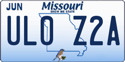 MO license plate UL0Z2A