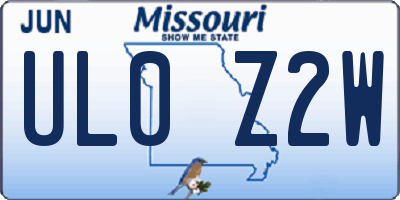 MO license plate UL0Z2W