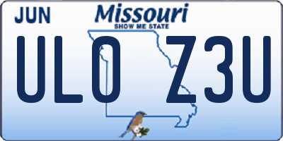 MO license plate UL0Z3U