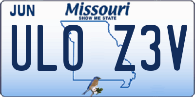 MO license plate UL0Z3V