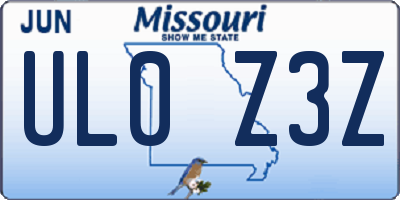 MO license plate UL0Z3Z