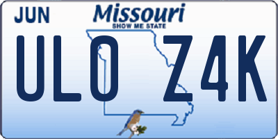 MO license plate UL0Z4K