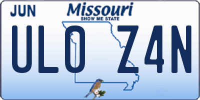 MO license plate UL0Z4N