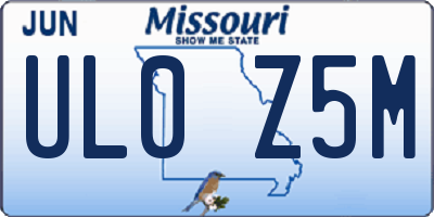 MO license plate UL0Z5M