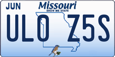 MO license plate UL0Z5S