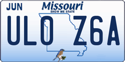 MO license plate UL0Z6A