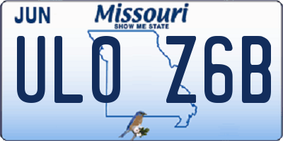 MO license plate UL0Z6B