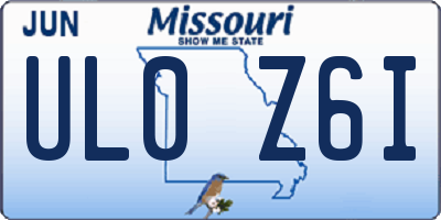 MO license plate UL0Z6I