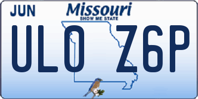 MO license plate UL0Z6P