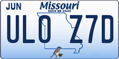 MO license plate UL0Z7D