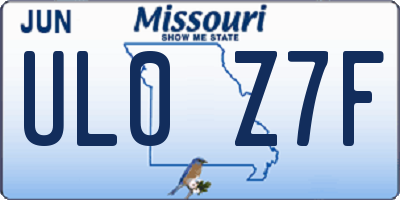 MO license plate UL0Z7F