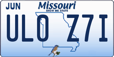 MO license plate UL0Z7I