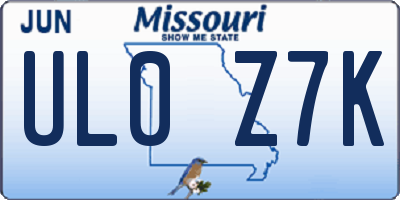 MO license plate UL0Z7K