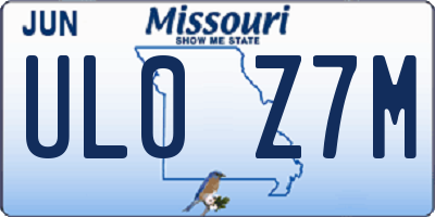 MO license plate UL0Z7M