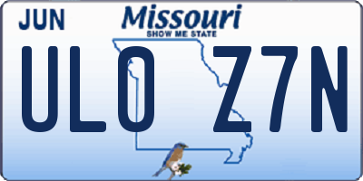 MO license plate UL0Z7N