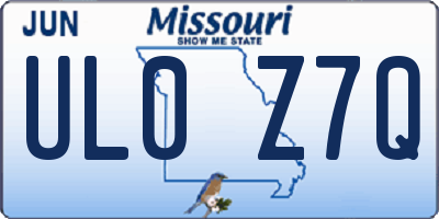 MO license plate UL0Z7Q