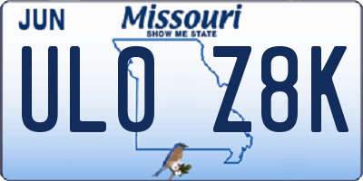 MO license plate UL0Z8K