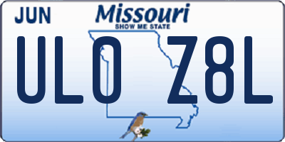 MO license plate UL0Z8L