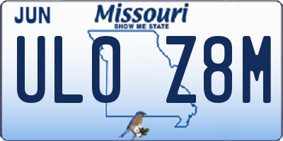 MO license plate UL0Z8M