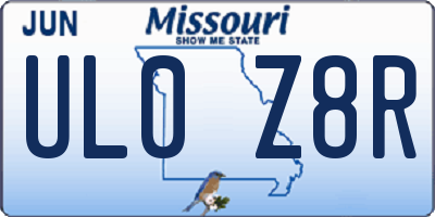 MO license plate UL0Z8R