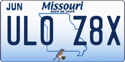MO license plate UL0Z8X