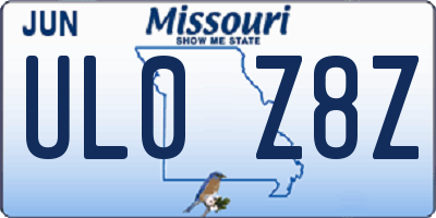 MO license plate UL0Z8Z