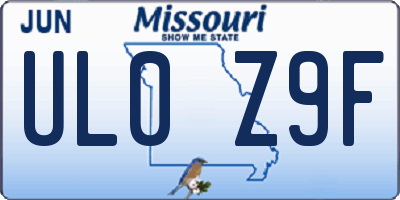 MO license plate UL0Z9F