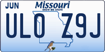 MO license plate UL0Z9J