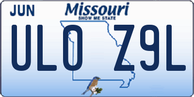 MO license plate UL0Z9L