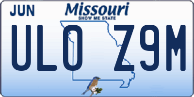 MO license plate UL0Z9M