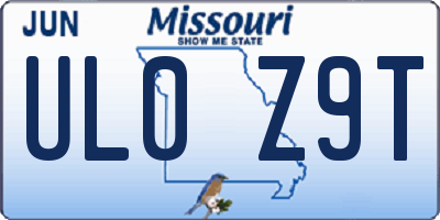 MO license plate UL0Z9T