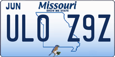 MO license plate UL0Z9Z