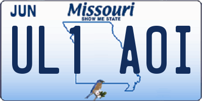 MO license plate UL1A0I