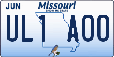 MO license plate UL1A0O