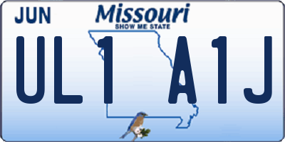 MO license plate UL1A1J