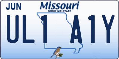 MO license plate UL1A1Y