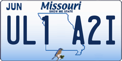 MO license plate UL1A2I