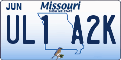 MO license plate UL1A2K