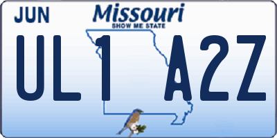 MO license plate UL1A2Z