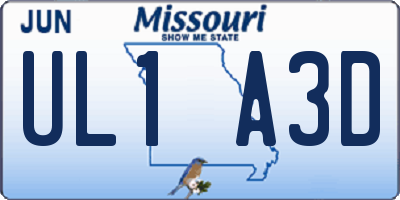 MO license plate UL1A3D