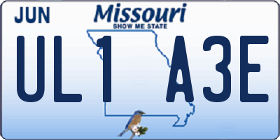 MO license plate UL1A3E